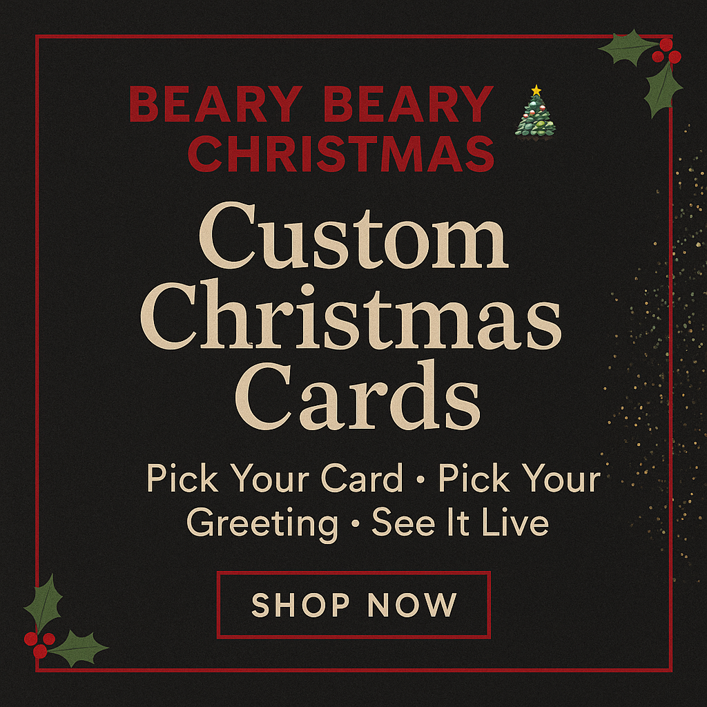 Bear Christmas Greeting Cards - Customizable Holiday Cards | We Are Bear